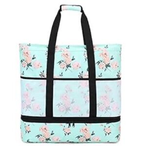 Tote Beach Bag with Cooler Top Zipper